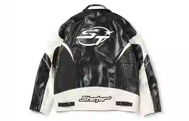 STARTER Retro Colorblock Leather Jacket