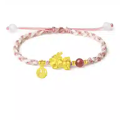 银千惠 貔貅编织手绳 新中式招财貔貅转运珠甜蜜一对国潮风吞金兽本命年红绳平安福字牌手饰 玛瑙 手链 男女同款情侣款 礼盒装