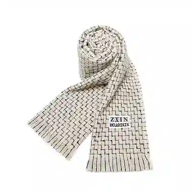 纳兰杜 韩版学生格子长款流苏 加厚加绒高级感外搭 围脖 女款 米色