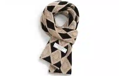 优幽兰 蓬松经典款百搭简约菱形两用大牌东北加厚保暖潮简约小众圣诞 绒线围巾 男女同款情侣款