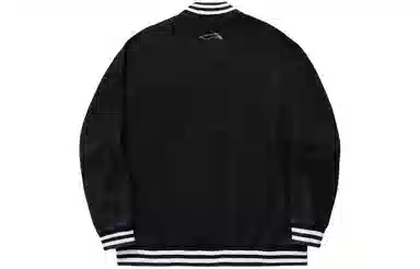 Li-Ning Logo Print Baseball Jacket Black