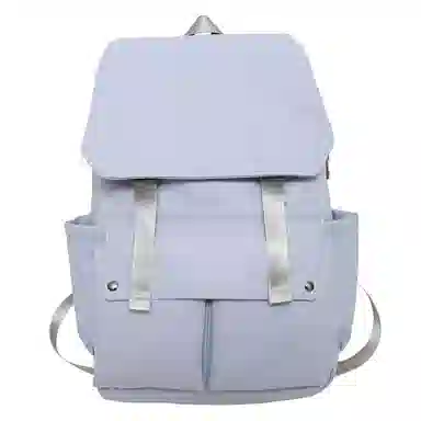 泰克森 开学季初中生纯色翻盖时尚潮流 尼龙 双肩包 男女同款情侣款 黑色/白色/蓝色/咖色