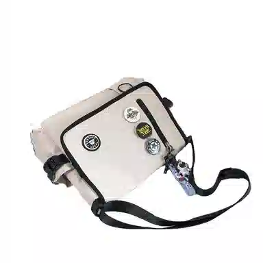 泰克森 单肩包日系简约时尚斜挎包校园工装休闲原宿挎包 尼龙 大号 白色/蓝色/黑色 男女同款情侣款