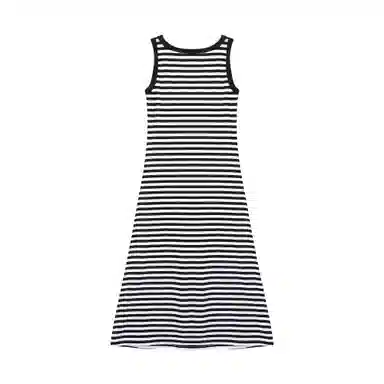 麓蔓蒂 条纹针织中长款背心吊带无袖连衣裙 女款