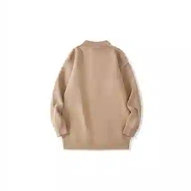 我是大卫 纯色半开襟宽松休闲长袖针织衫 男女同款