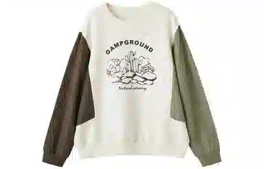 【dme】 宽松圆领套头拼色字母印花卫衣 女款 米白