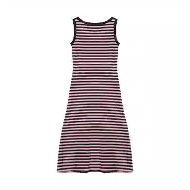 麓蔓蒂 条纹针织中长款背心吊带无袖连衣裙 女款