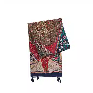 纳兰杜 国风针织民族风彩色加厚保暖旅游户外拼色 聚酯纤维 披肩 女款 多色可选