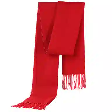 恒源祥 纯色简约 大红色 绒线围巾 男女同款情侣款