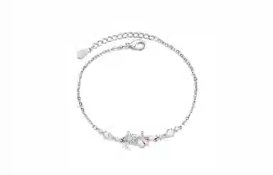 牧言 甜美可爱少女系简约小众设计高级感 镂空花朵微笑弧度水滴拼接百搭手饰 合金 樱花手链 女款