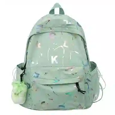 泰克森 日系字母印花 尼龙 背包双肩包 大号 男女同款情侣款 黑色/白色/粉色/绿色