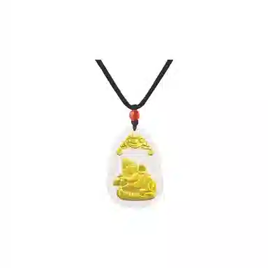 重庆金店 新中式国潮复古锁骨链守护属相 足金 吊坠 男女同款情侣款