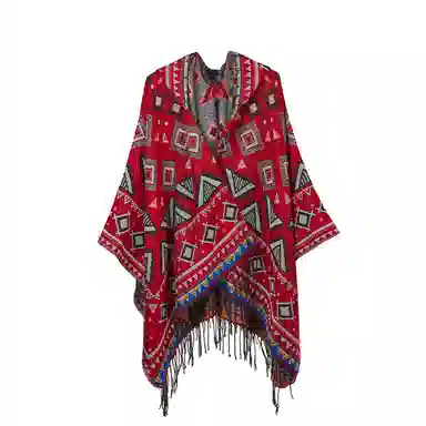 纳兰杜 旅游出行民族风保暖加厚彩色高级感 聚酯纤维 披肩 女款 多色可选