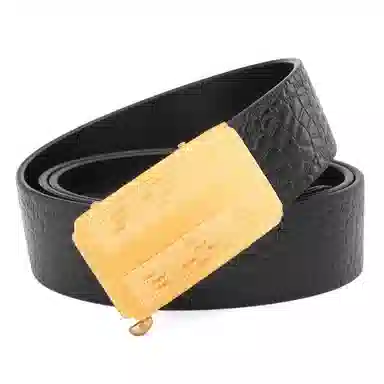 牛当家 鳄鱼纹不锈钢自动扣真皮腰带头层牛皮 皮带 男款