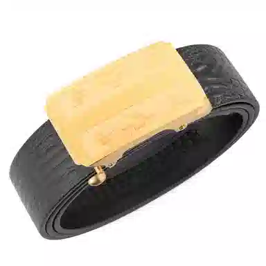 牛当家 鳄鱼纹不锈钢自动扣真皮腰带头层牛皮 皮带 男款