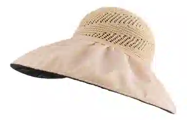 优幽兰 黑胶空顶帽小众显脸小防紫外线沙滩帽遮阳大头围帽子草编帽太阳帽小众旅游实用休闲穿搭 聚酯纤维 防晒帽 女款