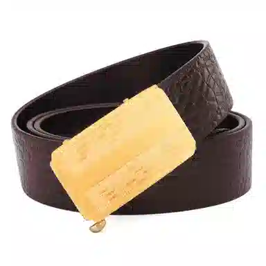 牛当家 鳄鱼纹不锈钢自动扣真皮腰带头层牛皮 皮带 男款