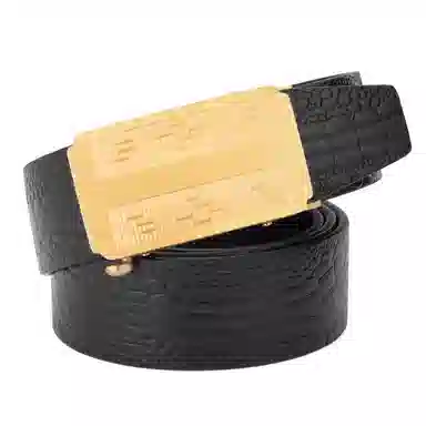 牛当家 鳄鱼纹不锈钢自动扣真皮腰带头层牛皮 皮带 男款