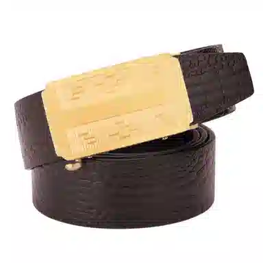 牛当家 鳄鱼纹不锈钢自动扣真皮腰带头层牛皮 皮带 男款