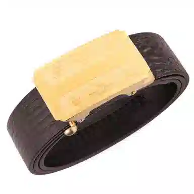 牛当家 鳄鱼纹不锈钢自动扣真皮腰带头层牛皮 皮带 男款