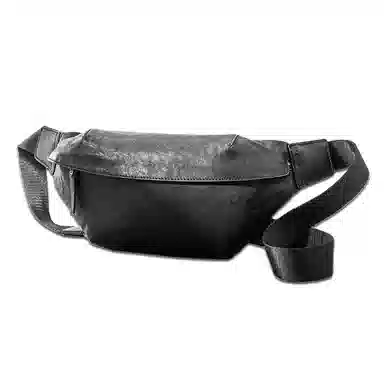 后步 原创小众不撞款设计简约时尚休闲通勤百搭个性运动 头层植鞣牛皮真皮 手机包胸包 常规 男女同款情侣款 黑色