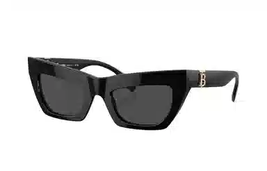 Burberry B Logo Acetate Cat Eye Sunglasses Black