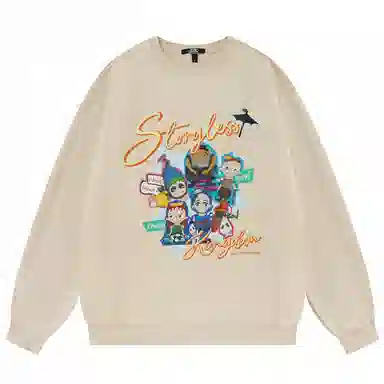 三体 云天明的三个童话系列 基础休闲纯色圆领套头美式长袖卫衣 男女同款