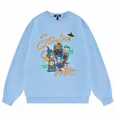 三体 云天明的三个童话系列 基础休闲纯色圆领套头美式长袖卫衣 男女同款