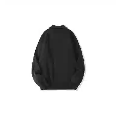 我是大卫 纯色翻领拉链多口袋长袖针织衫 男女同款