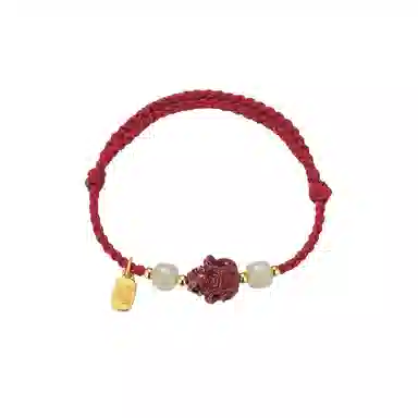 华髻 新中式国风福牌 生肖龙年本命年手工编织红绳 十二生肖绳 高级感转运珠精致可调节 合金 手链 男女同款情侣款 礼盒装