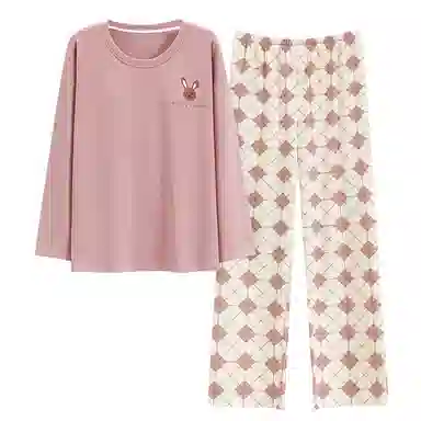 花季的故事 少女睡衣女士春秋款长袖长裤学生宽松韩版可爱可外穿家居服套装  女款  桃色