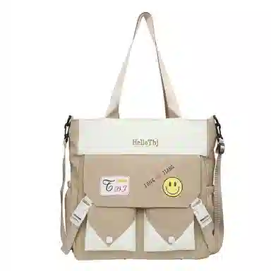 泰克森 大容量小清新撞色 尼龙 单肩斜挎包 中号 男女同款情侣款 粉色/米黄色/绿色/黑色/紫色