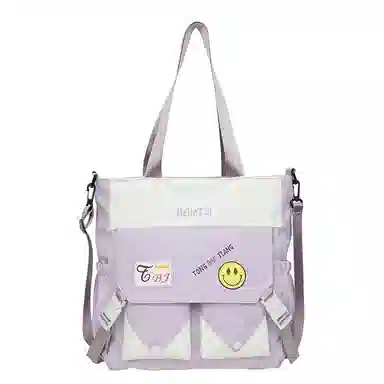 泰克森 大容量小清新撞色 尼龙 单肩斜挎包 中号 男女同款情侣款 粉色/米黄色/绿色/黑色/紫色