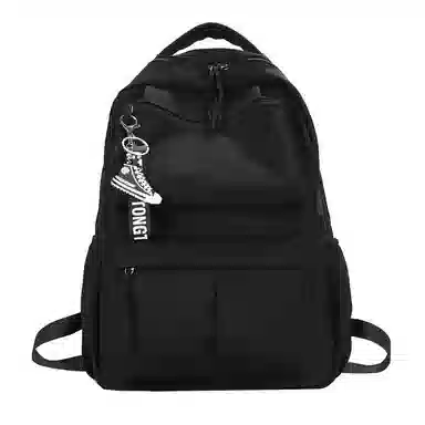 泰克森 韩版原宿时尚潮流 帆布 双肩包 中号 男女同款情侣款 黑色/灰色