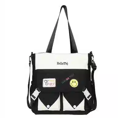 泰克森 大容量小清新撞色 尼龙 单肩斜挎包 中号 男女同款情侣款 粉色/米黄色/绿色/黑色/紫色