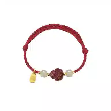 华髻 新中式国风福牌 生肖龙年本命年手工编织红绳 十二生肖绳 高级感转运珠精致可调节 合金 手链 男女同款情侣款 礼盒装