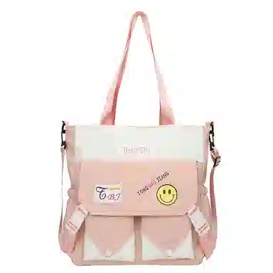 泰克森 大容量小清新撞色 尼龙 单肩斜挎包 中号 男女同款情侣款 粉色/米黄色/绿色/黑色/紫色