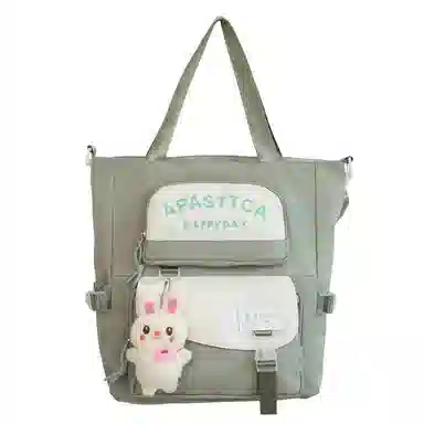 泰克森 学生拼色 斜挎包 学院风初中生单肩包大容量手提补习袋 尼龙 男女同款情侣款 多色 大号