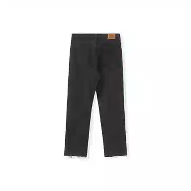 我是大卫 美式高街纯色做旧水洗不规则破洞设计牛仔裤 男女同款 黑色