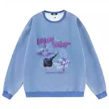 三体 太空军亚洲战舰系列 美式复古基础简约字母印花圆领套头百搭长袖重磅卫衣 男女同款