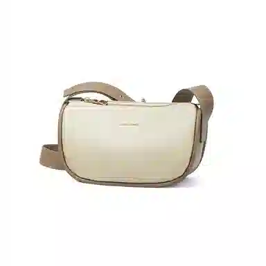 红蜻蜓 时尚潮流百搭 牛皮 饺子包女包单肩斜挎包 常规 女款 米白色