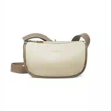 红蜻蜓 时尚潮流百搭 牛皮 饺子包女包单肩斜挎包 常规 女款 米白色