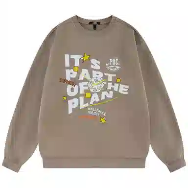 三体 字母印花休闲圆领套头宽松长袖卫衣 男女同款