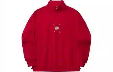 中国李宁 日进斗金 刺绣字母印花立领套头卫衣 男款 朱砂红