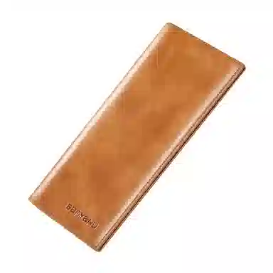 班亚奴 实用防盗刷复古时尚纯色卡包多功能多卡位超薄款 牛皮 钱包钱夹薄 常规 男女同款情侣款 卡其色/黑色/杏黄色/蓝色