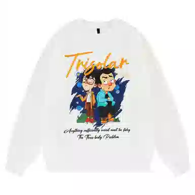 三体 汪淼史强系列 休闲趣味涂鸦字母印花宽松圆领套头卫衣 男女同款