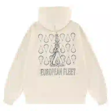 三体 素描卡通图案印花连帽宽松休闲卫衣 男女同款