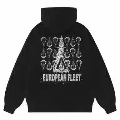 三体 素描卡通图案印花连帽宽松休闲卫衣 男女同款