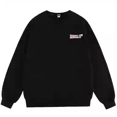 三体 字母人物印花宽松圆领套头美式复古长袖重磅卫衣 男女同款