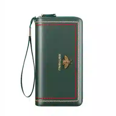 班亚奴 实用防盗刷时尚百搭小巧精致真皮大容量多卡位驾驶证卡夹一体 牛皮 卡包钱包 男女同款情侣款 黑色/绿色/酒红色/蓝色